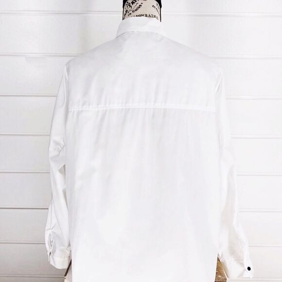 Zara Basic Editions White With Navy Contrast Piping Relaxed Button Down Shirt XS - Picture 3 of 6